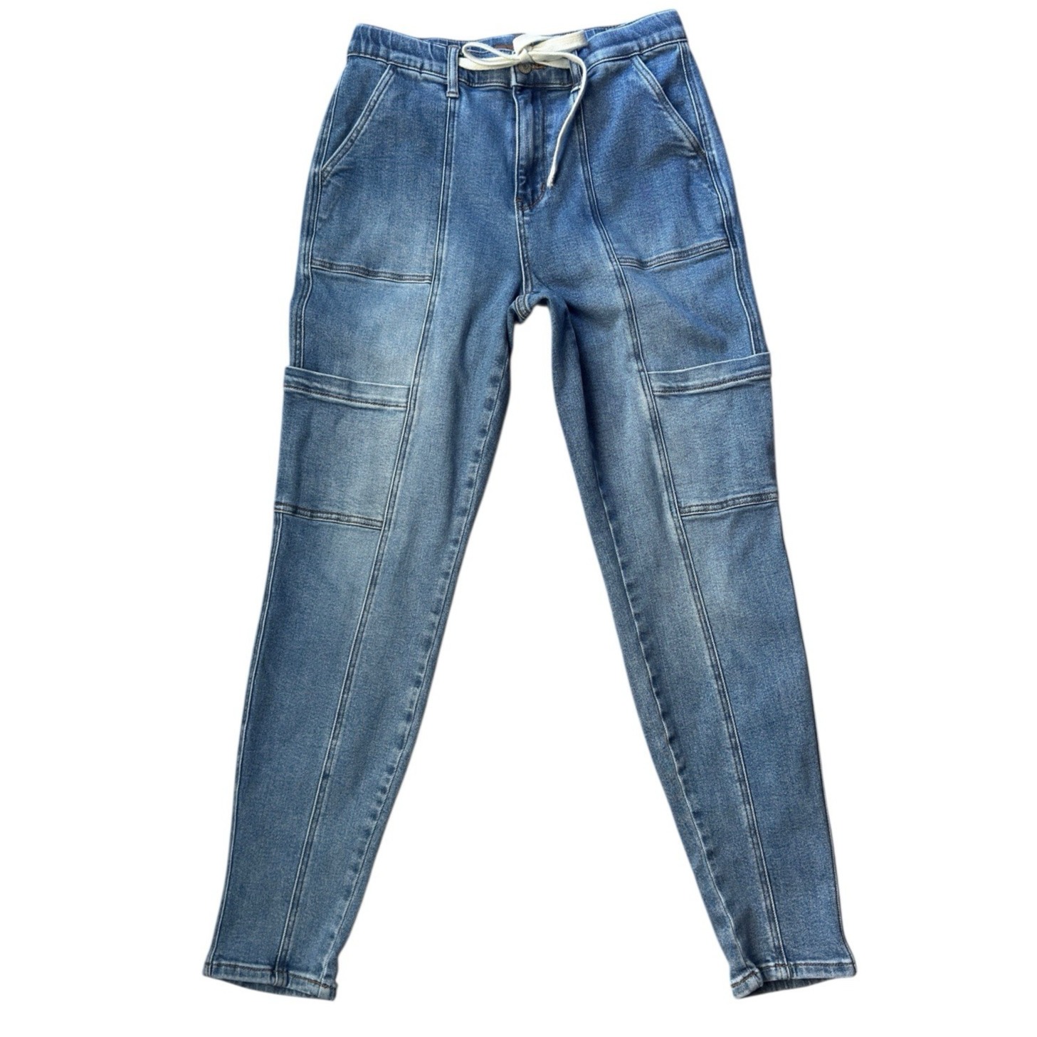 Judy Blue Cargo Jogger Jeans Meadow Breeze 9 / 29 Denim Stretch Drawstring
